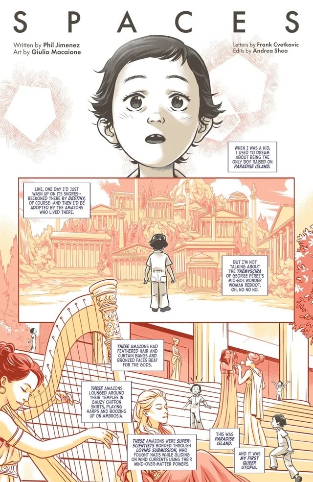 “spaces,” by phil jimenez, in dc pride 2024 #1 (dc)