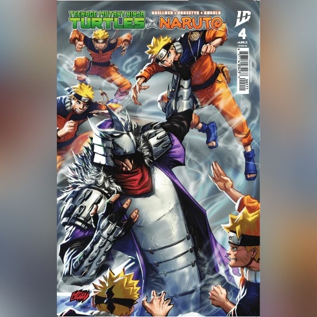 כריכת הגיליון Teenage Mutant Ninja Turtles x Naruto #4 East Coast Comics Franck Uzan Variant